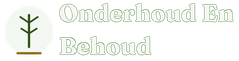 Logo van Onderhoud en Behoud met een gestileerd blad als symbool voor natuur en duurzaam beheer.